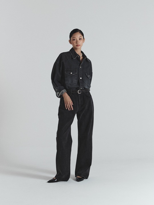 Black Straight Denim Pants