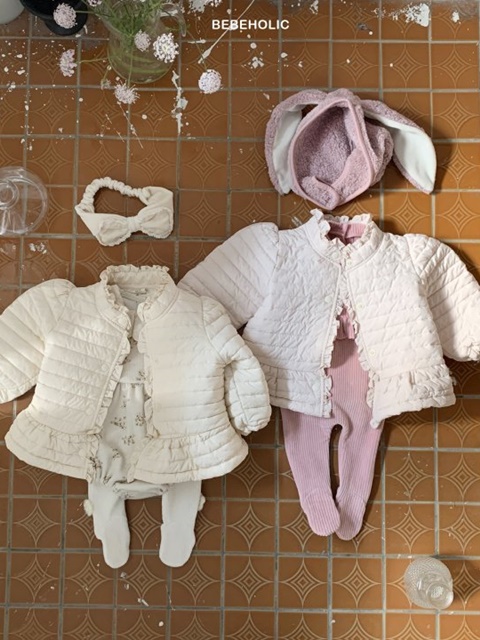 Frill Stripe Quilting Padding Jumper