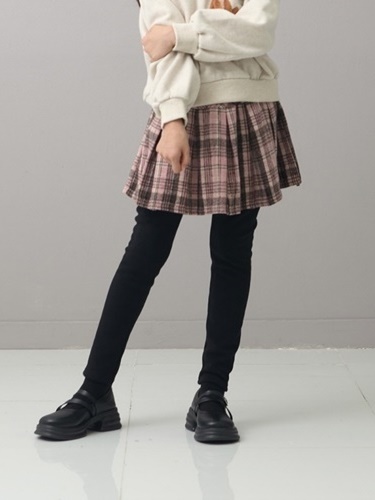 Check Pleats Leggings Skirt