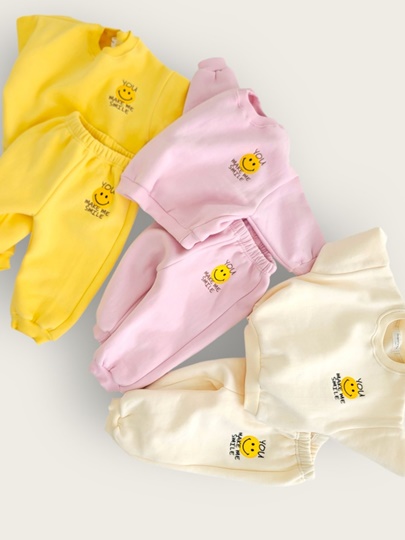 You Smile Fleeced Top Bottom Set