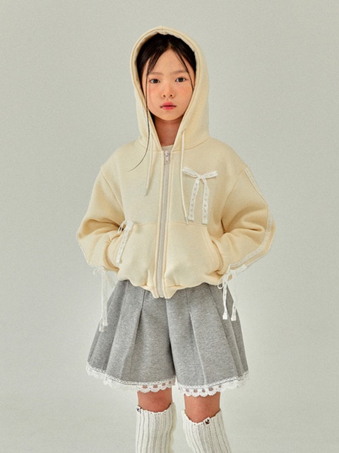 Lace Hood Zip-up Jacket