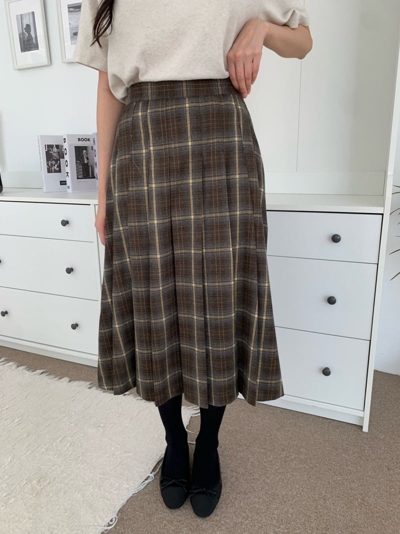Allu - Korean Women Fashion - #momslook - Check Pleats Skirt
