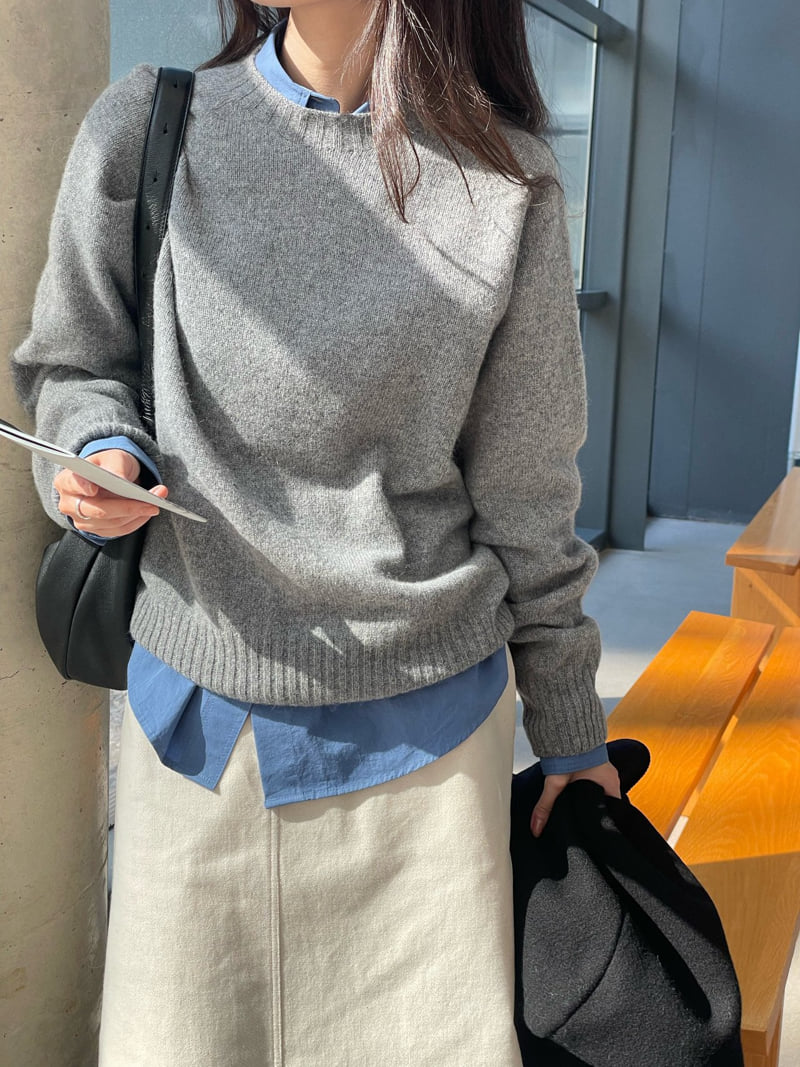 Amygrace - Korean Women Fashion - #momslook - Vivi Wholegamrent Round Knit Sweater - 5