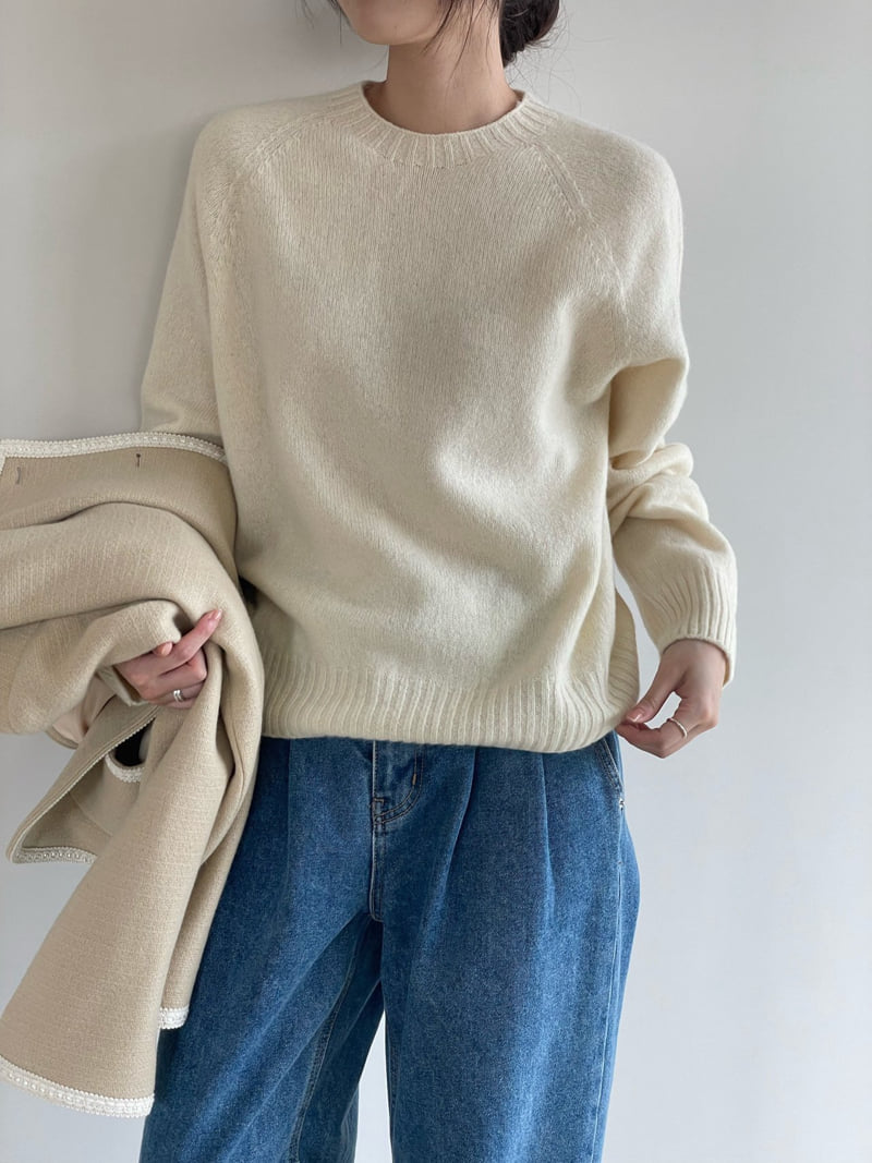 Amygrace - Korean Women Fashion - #momslook - Vivi Wholegamrent Round Knit Sweater - 4