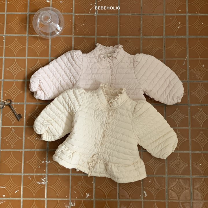 Bebe Holic - Korean Baby Fashion - #babygirlfashion - Frill Stripe Quilting Padding Jumper - 8