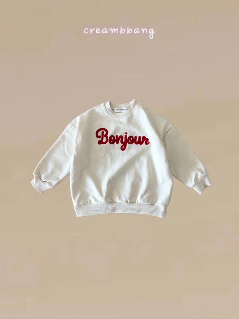 Cream Bbang - Korean Children Fashion - #kidsshorts - Bonjour Embroidery Sweatshirt