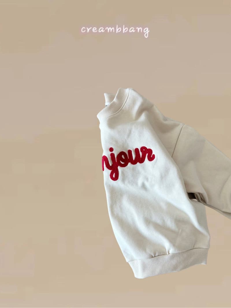 Cream Bbang - Korean Children Fashion - #littlefashionista - Bonjour Embroidery Sweatshirt - 5