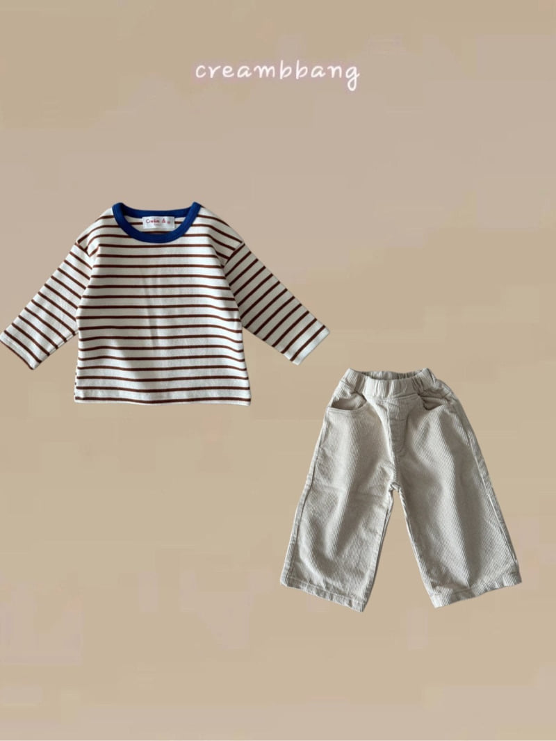 Cream Bbang - Korean Children Fashion - #prettylittlegirls - Fleece Stripe Tee - 10