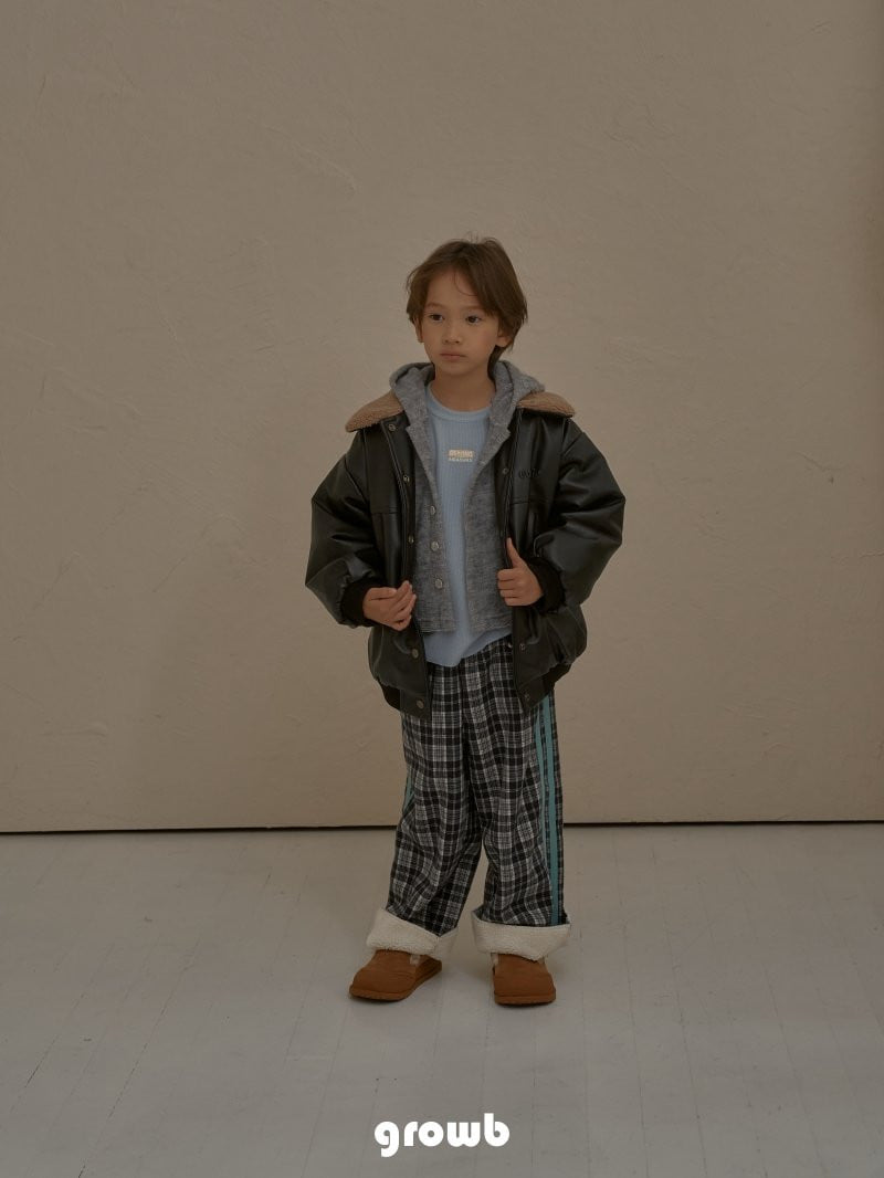 Grow B - Korean Children Fashion - #kidsshorts - French Leather Jacket