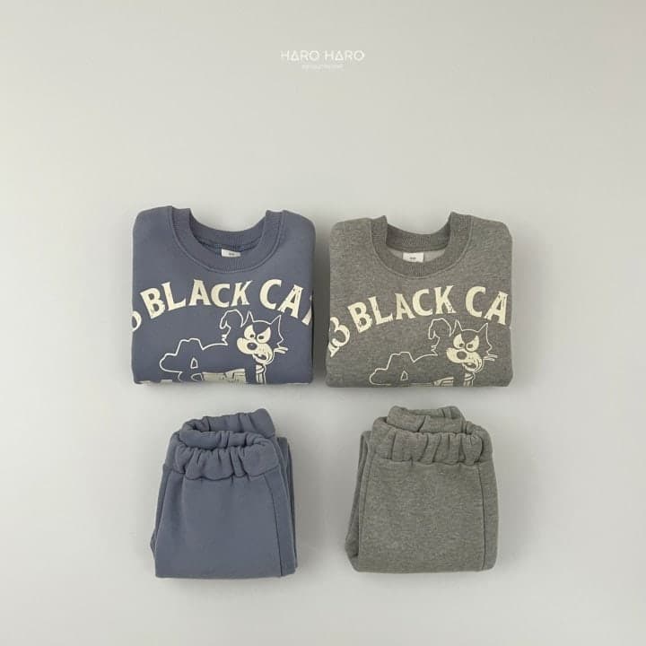 Haro Haro - Korean Children Fashion - #toddlerclothing - Black Cat Fleece Set - 7