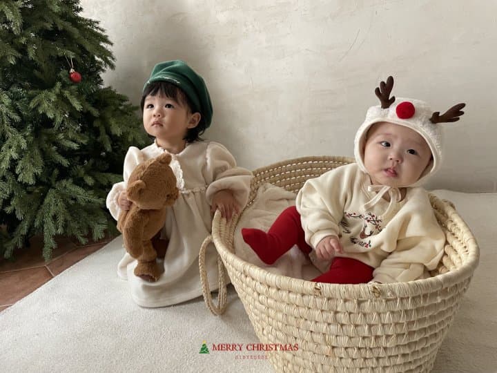 Hi Byebebe - Korean Baby Fashion - #onlinebabyboutique - Bebe Rudolph Embroiery Bodysuit - 5