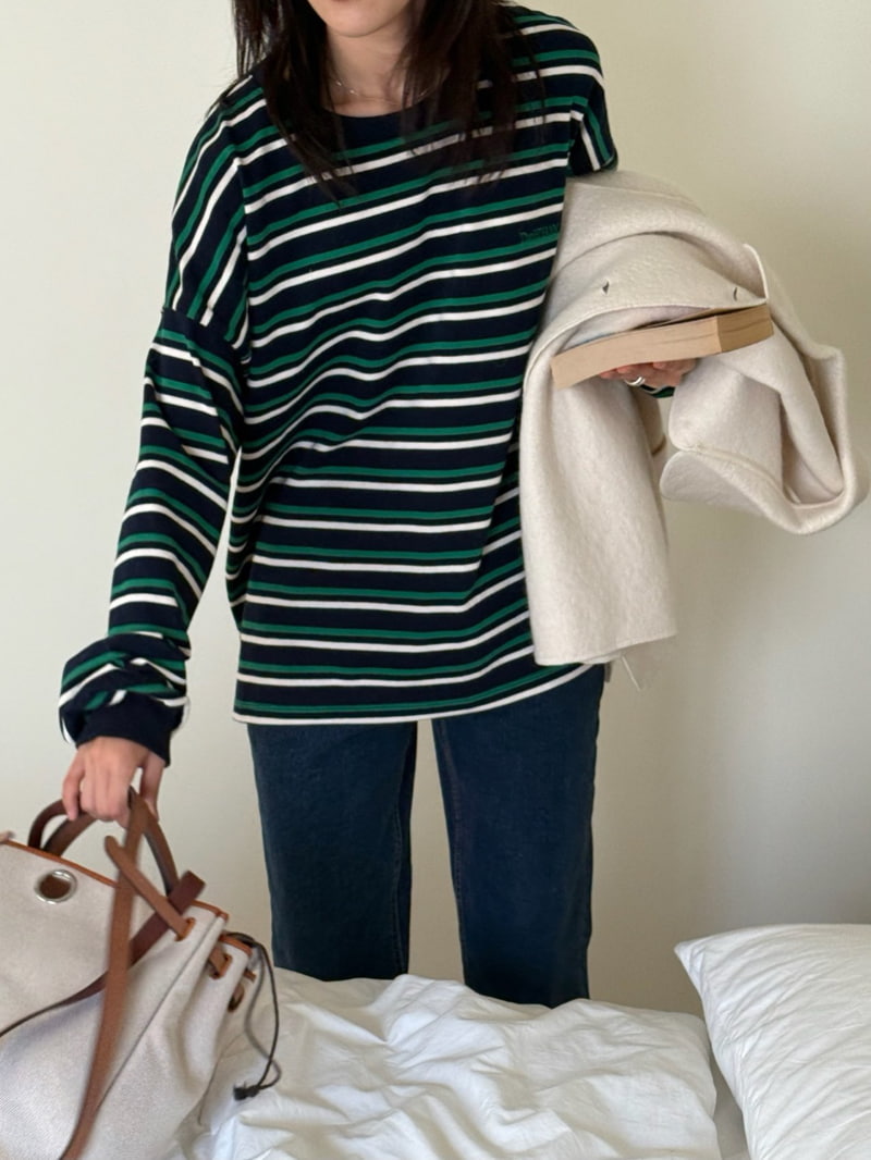 Hiyann - Korean Women Fashion - #momslook - Sand Stripe Tee - 11