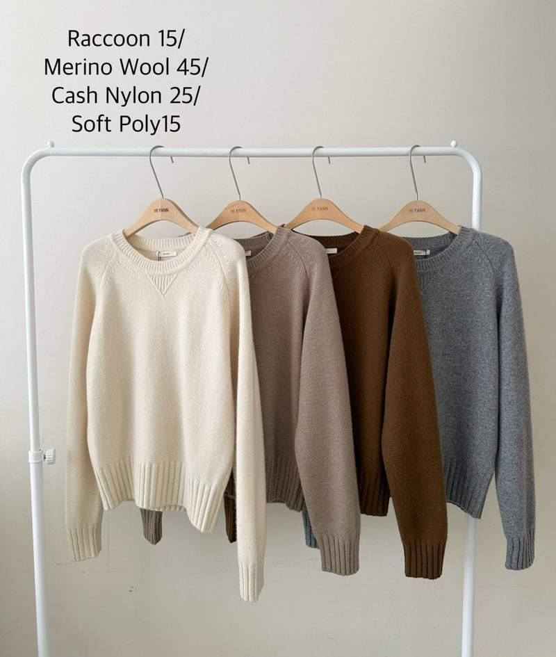 Hiyann - Korean Women Fashion - #thatsdarling - Raccoon Round Knit Pullover