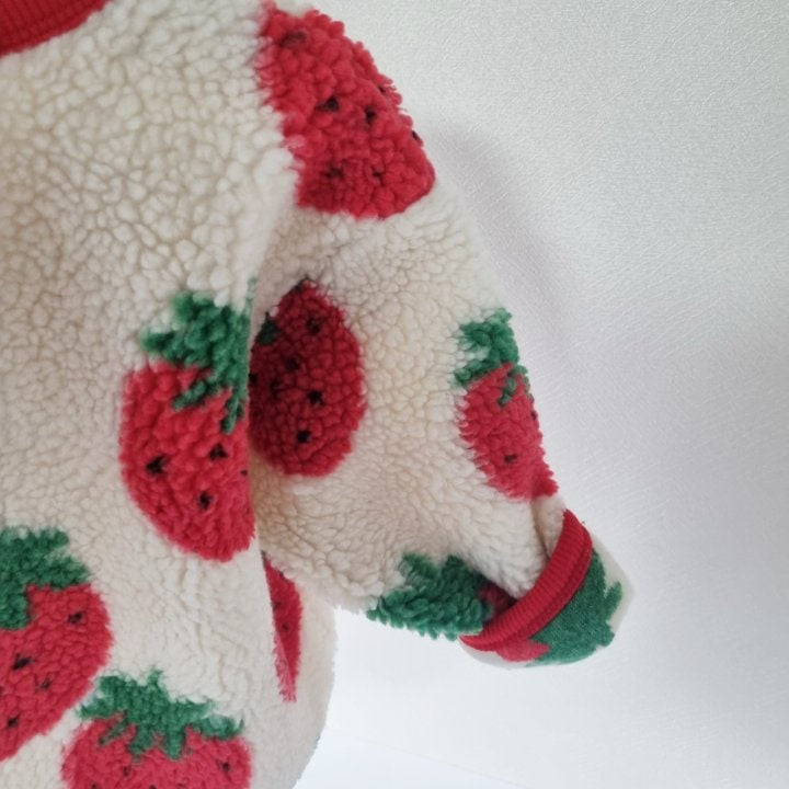 Hug Bebe - Korean Baby Fashion - #onlinebabyboutique - Fleece Strawberry Jacket - 8