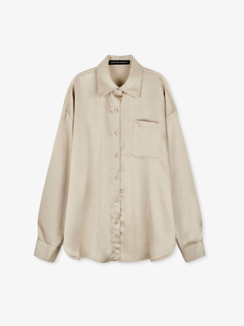 Inssense - Korean Women Fashion - #momslook - Oversized Silky Shirt - 6