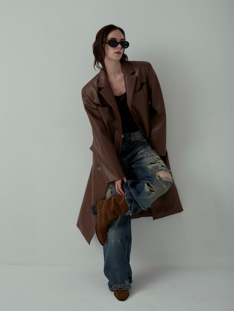 Inssense - Korean Women Fashion - #restrostyle - Vega Leather Maxi Jacket - 6