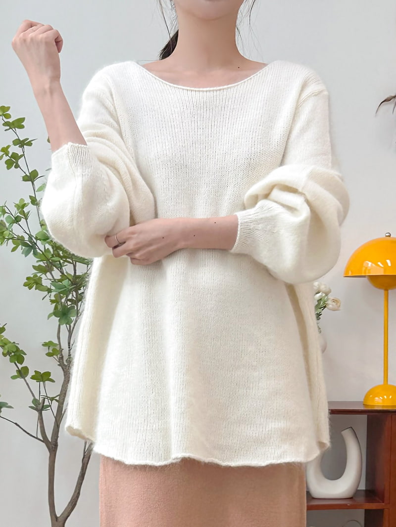 J dew - Korean Women Fashion - #thatsdarling - Raccoon Wool Puff Pullover - 6