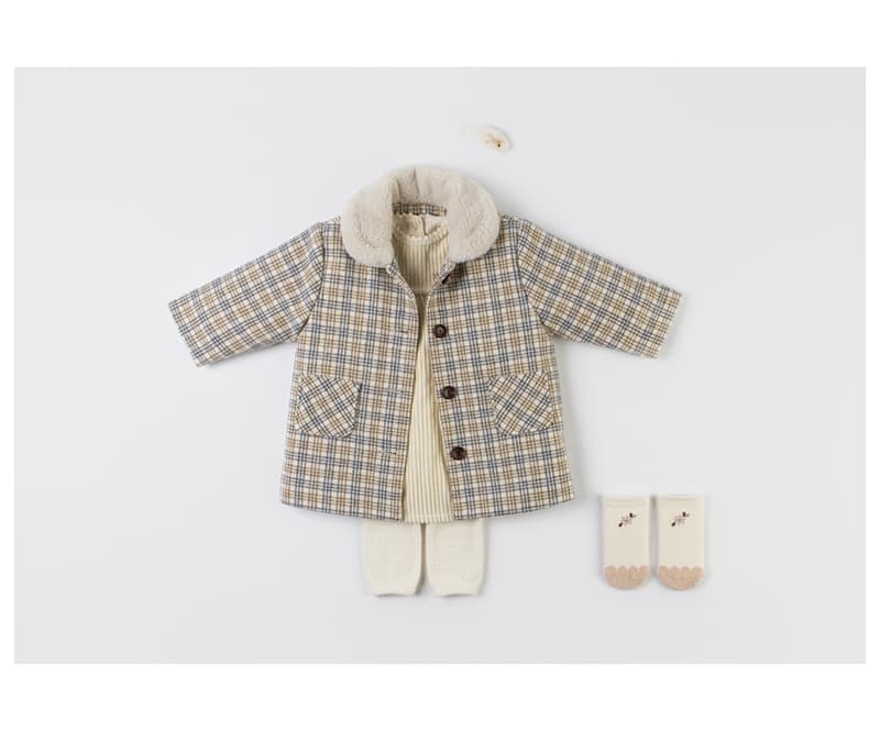 Kids Clara - Korean Baby Fashion - #babyootd - Check Quilting Baby Coat - 6