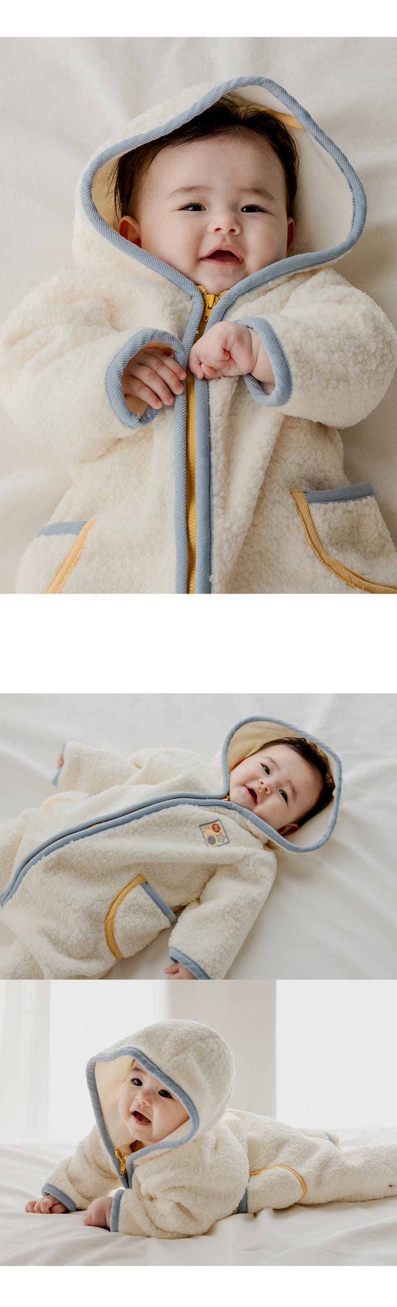 Kids Clara - Korean Baby Fashion - #babyoutfit - Aren Fleece Coveralls - 2