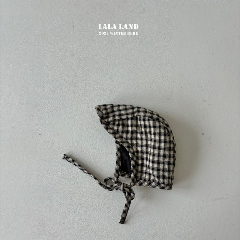 Lalaland - Korean Baby Fashion - #onlinebabyshop - Fleece Check Bonnet
