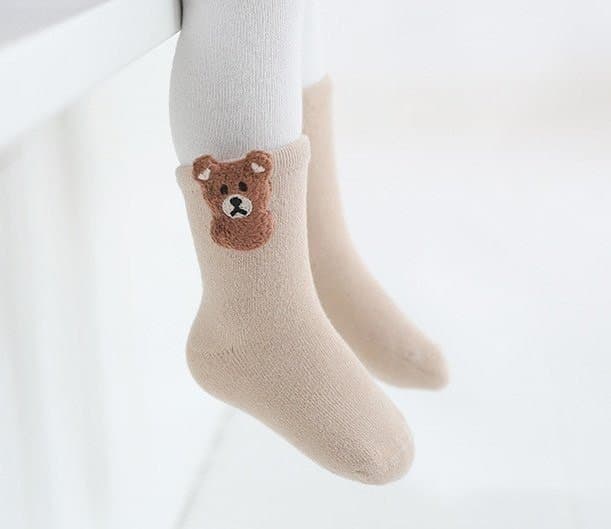 Miso - Korean Baby Fashion - #babyfever - Bear Patch Socks - 6