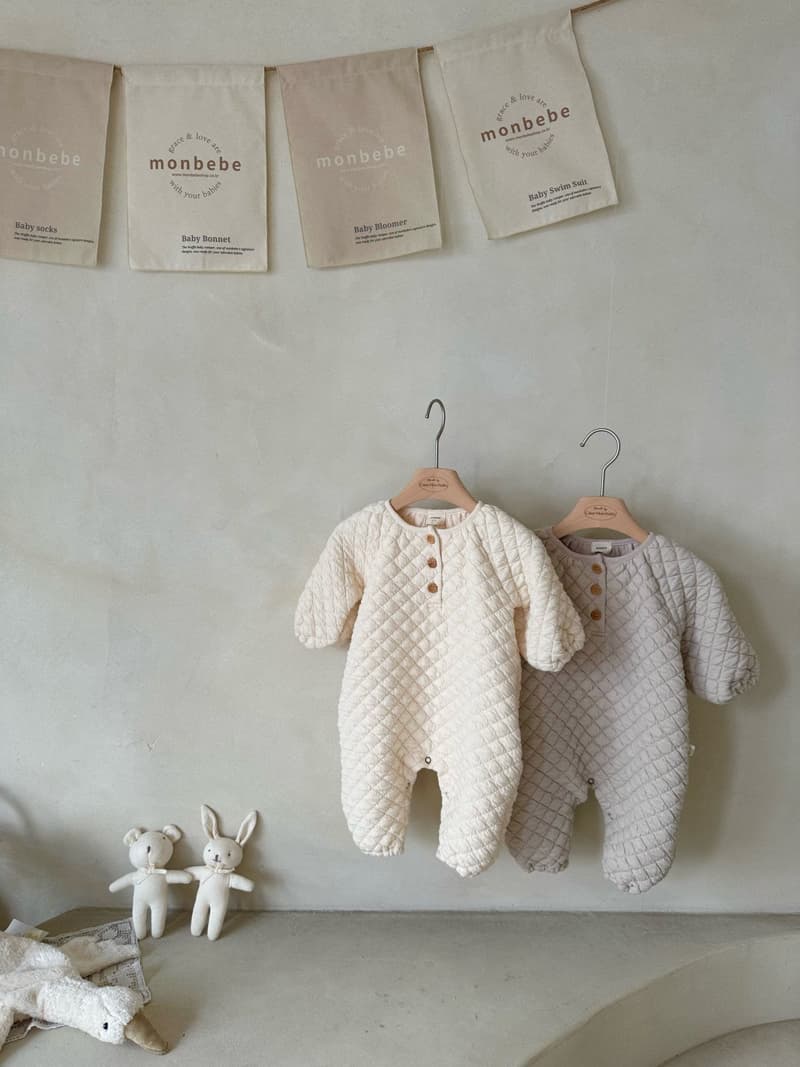 Monbebe - Korean Baby Fashion - #babyboutiqueclothing - Quilting Dia Bodysuit with Bonnet - 7