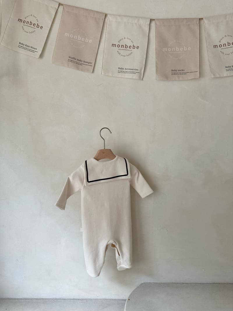 Monbebe - Korean Baby Fashion - #onlinebabyboutique - Bunny Sailor Bodysuit with Bonnet - 11