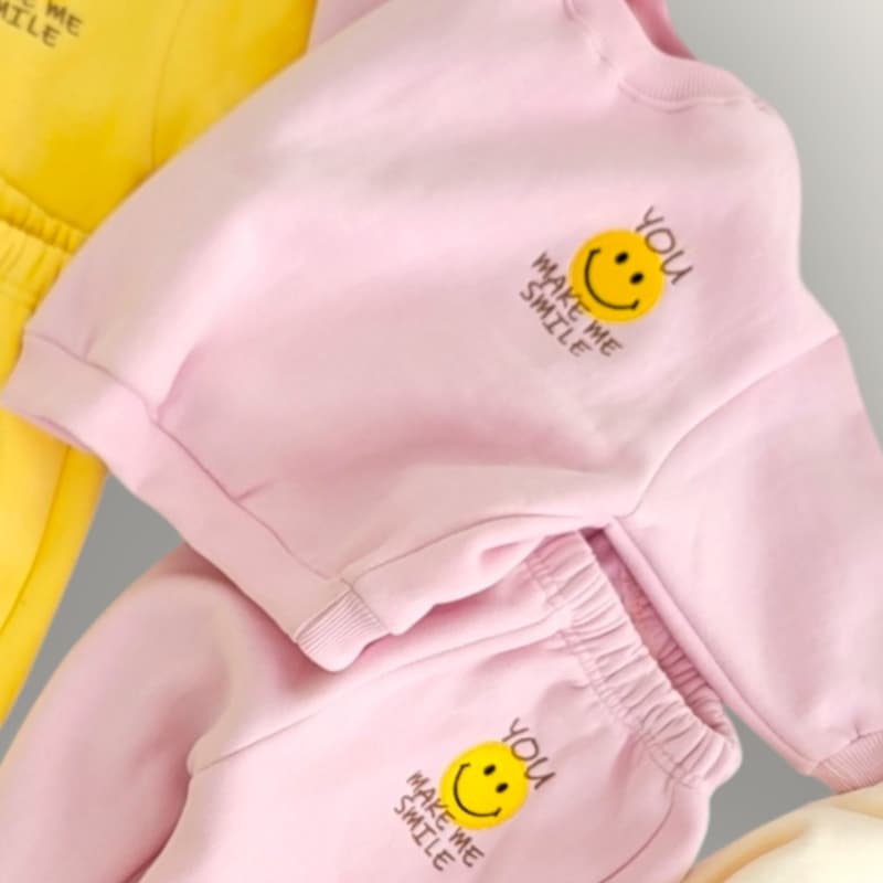 Moran - Korean Children Fashion - #minifashionista - You Smile Fleeced Top Bottom Set - 9