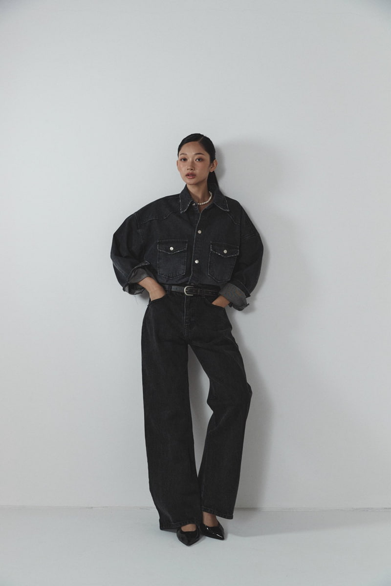 Neroli36 - Korean Women Fashion - #thatsdarling - Black Straight Denim Pants - 7