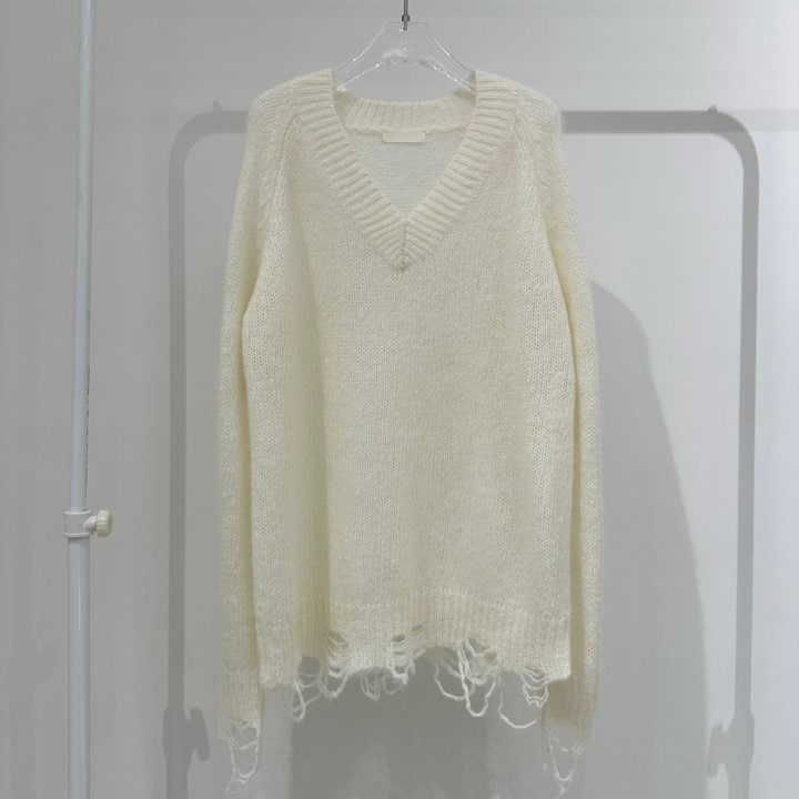 Neroli36 - Korean Women Fashion - #womensfashion - Vintage V Neck Knit Sweater - 3