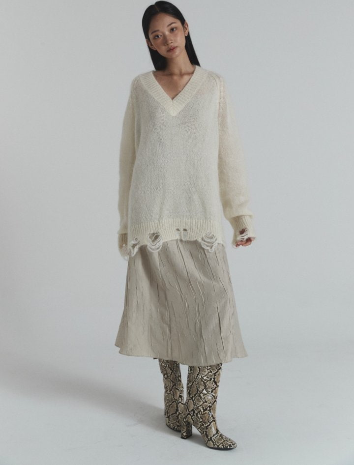 Neroli36 - Korean Women Fashion - #womensfashion - Vintage V Neck Knit Sweater - 5