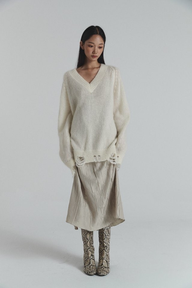 Neroli36 - Korean Women Fashion - #womensfashion - Vintage V Neck Knit Sweater - 7