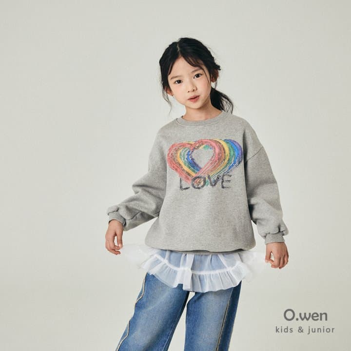 O Wen - Korean Children Fashion - #discoveringself - Rainbow Love Brushed Sweatshirt - 4