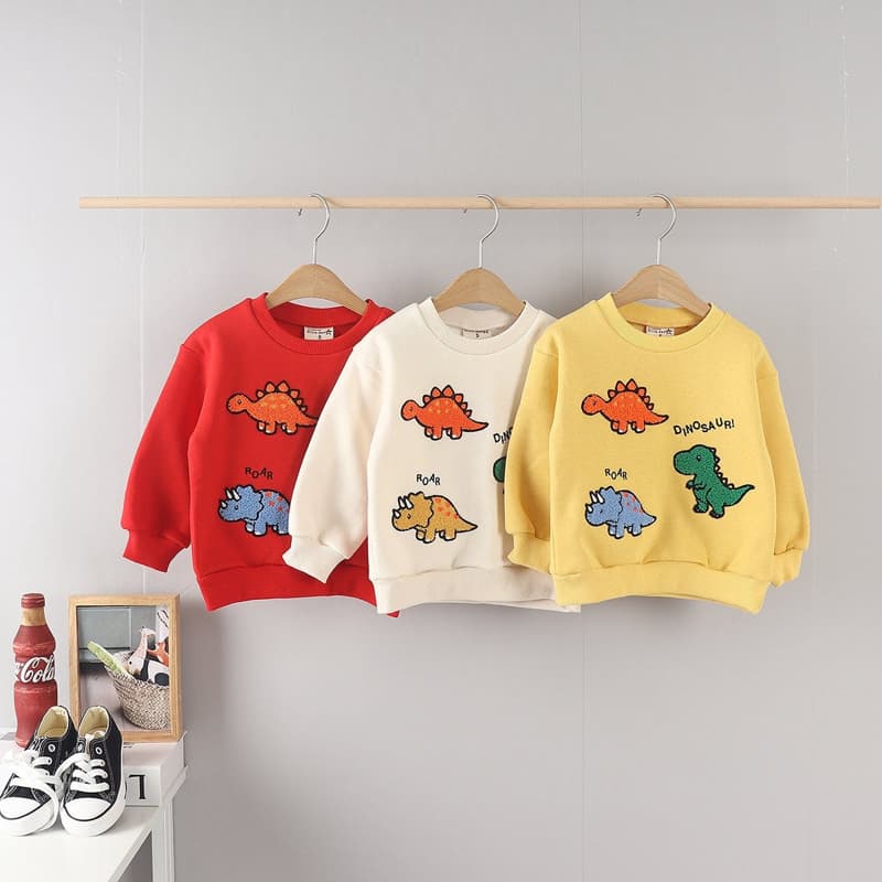 Olive denim - Korean Children Fashion - #childrensboutique - Boucle Dino Tee