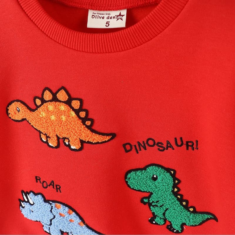 Olive denim - Korean Children Fashion - #discoveringself - Boucle Dino Tee - 4