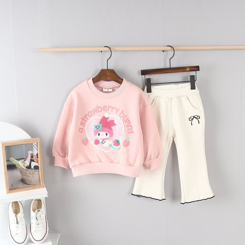 Olive denim - Korean Children Fashion - #kidzfashiontrend - Boucle Strawberry Rabbit Tee - 8