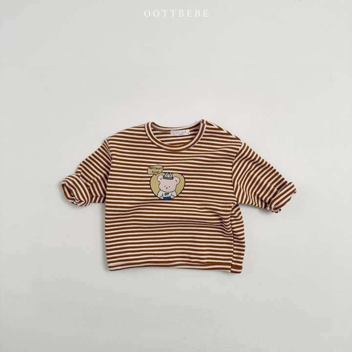 Oott Bebe - Korean Children Fashion - #kidsstore - Friends Stripe Piping Tee