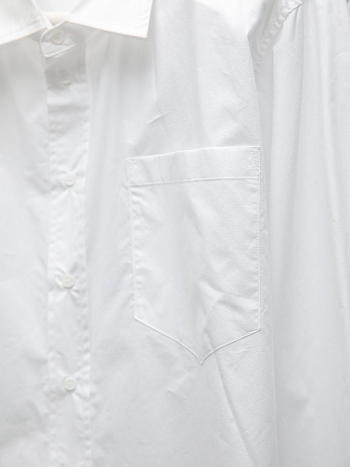 Paper Moon - Korean Women Fashion - #momslook - Maxi Oversized Padded Shoulder Cotton Button Down Shirt - 10