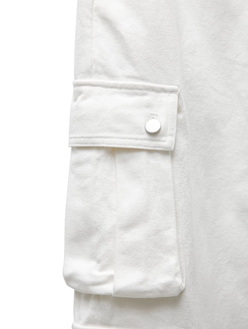 Paper Moon - Korean Women Fashion - #momslook - Three Pocket Snap Button Detail Cargo Wide Trousers - 9