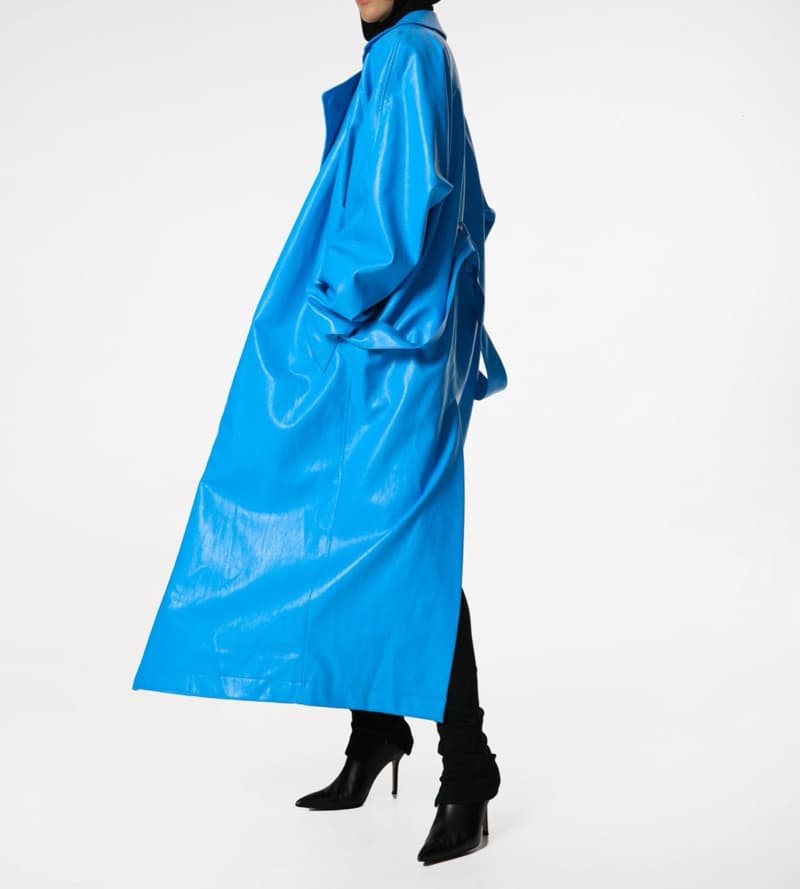 Paper Moon - Korean Women Fashion - #momslook - Padded Shoulder Oversized Vegan Leather Maxi Trench Coat