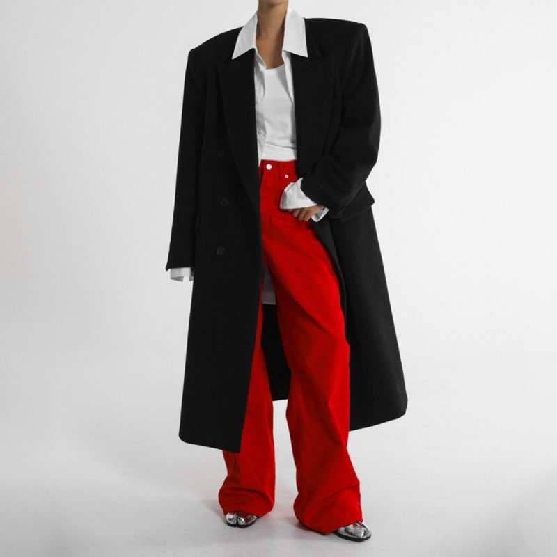 Paper Moon - Korean Women Fashion - #pursuepretty - Cashmere Wool Peaked Lapel Double Brested Coat