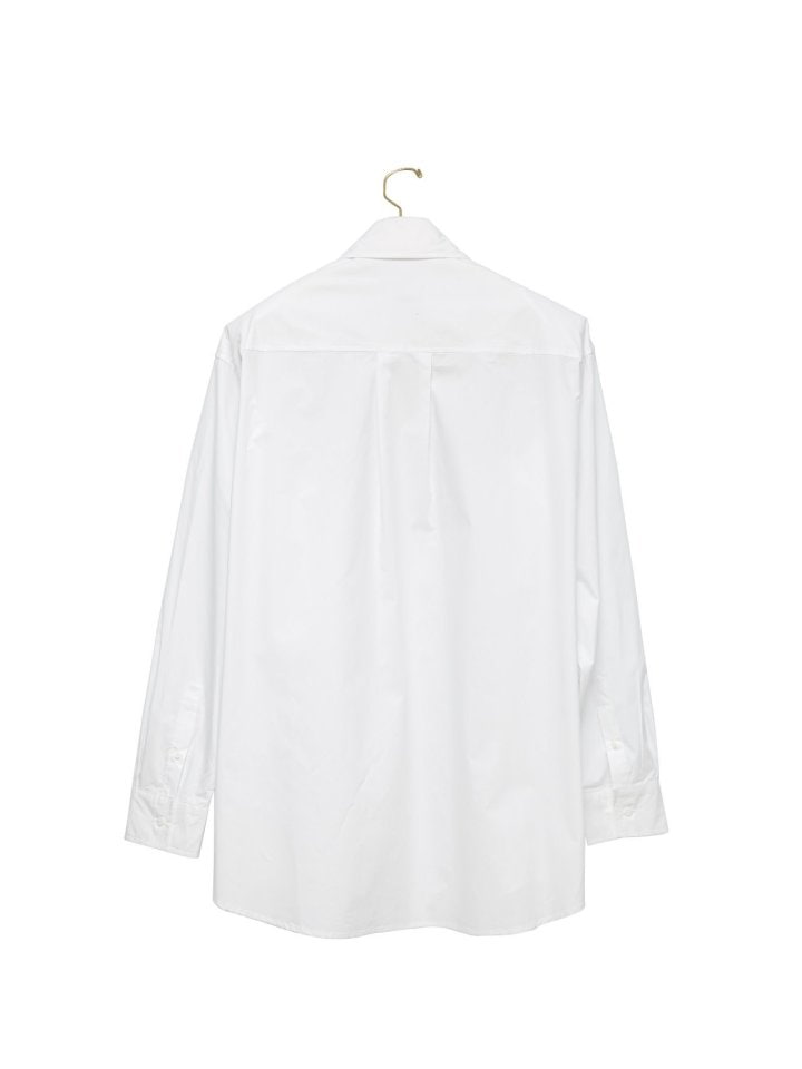 Paper Moon - Korean Women Fashion - #thelittlethings - Maxi Oversized Padded Shoulder Cotton Button Down Shirt - 5