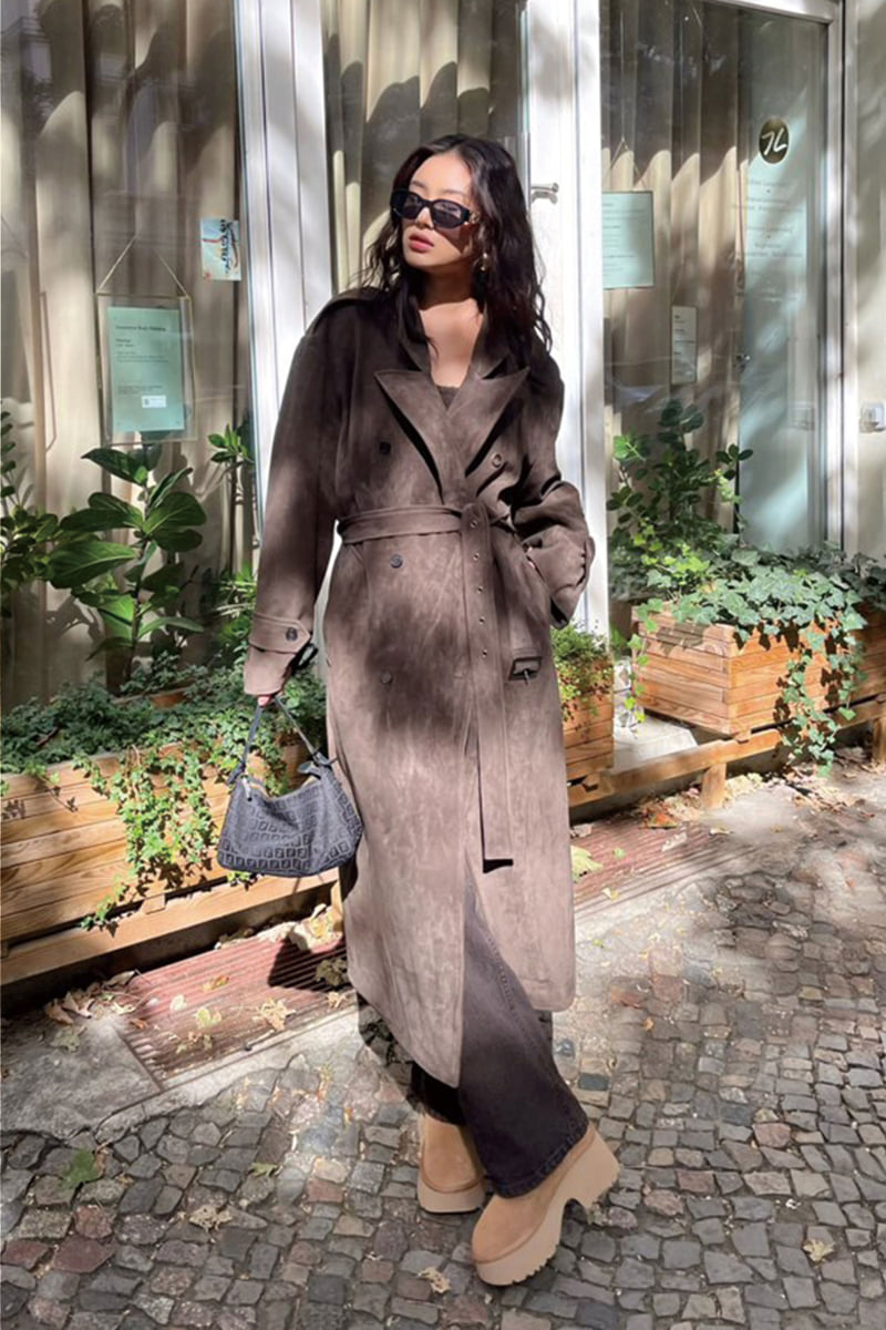 Project Wave - Korean Women Fashion - #vintagekidsstyle - Suede Trench Coat - 3