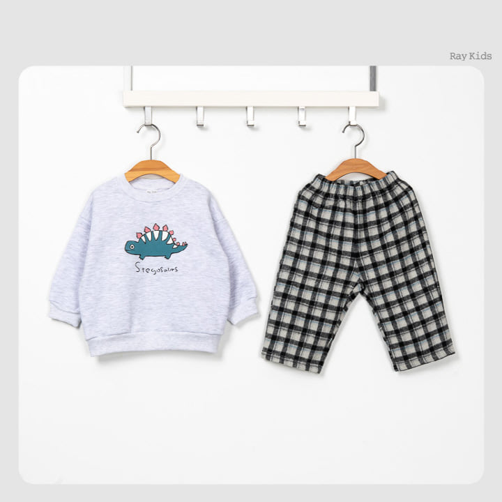 Raykids - Korean Children Fashion - #magicofchildhood - Dino Check Top Bottom Set - 5