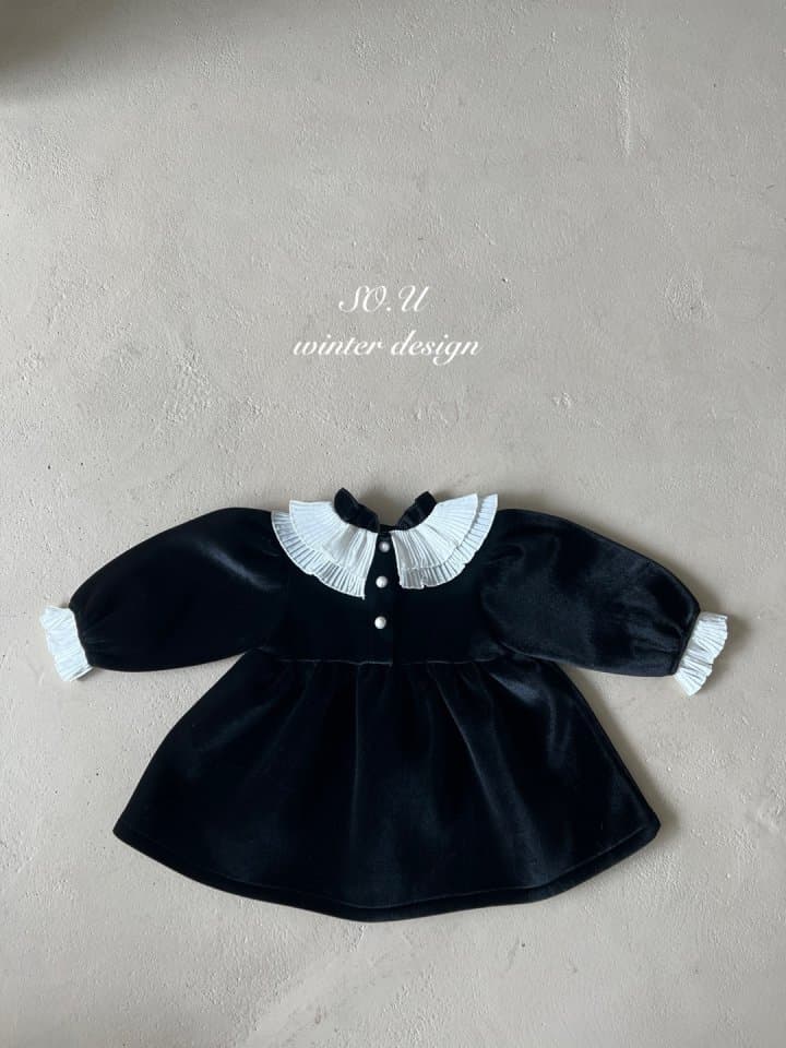 So U - Korean Baby Fashion - #babygirlfashion - Pleated Collar Winter Dress - 2