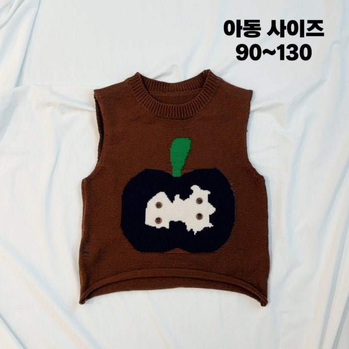 T.j - Korean Children Fashion - #kidzfashiontrend - Apple Knit Vest - 4