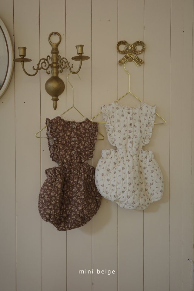 The Beige - Korean Baby Fashion - #babyootd - Lace Quilting Bodysuit - 3