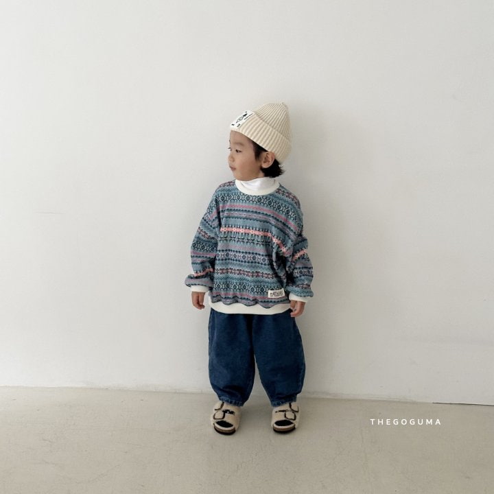 Thegoguma - Korean Children Fashion - #kidsshorts - Circle Fleeced Wide Denim Pants - 4