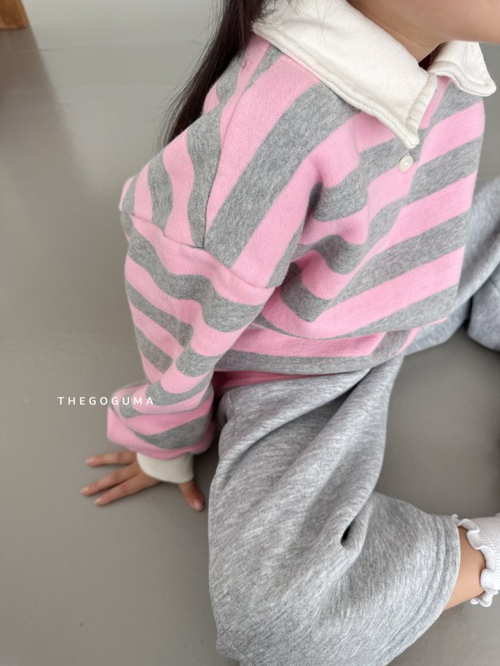 Thegoguma - Korean Children Fashion - #stylishchildhood - Stripe Fleeced Collar Tee - 10