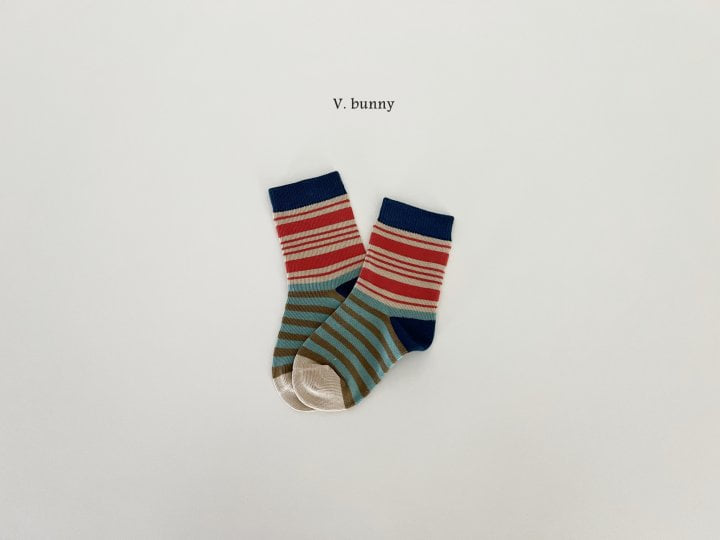 V Bunny - Korean Children Fashion - #childofig - Color Stripe Socks Set - 3